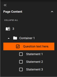 Single choice task in the Page content view